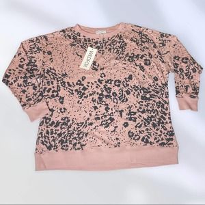 WILDFOX Road trip Jungle Cat Sweatshirt Pink Grey Leopard Print N
